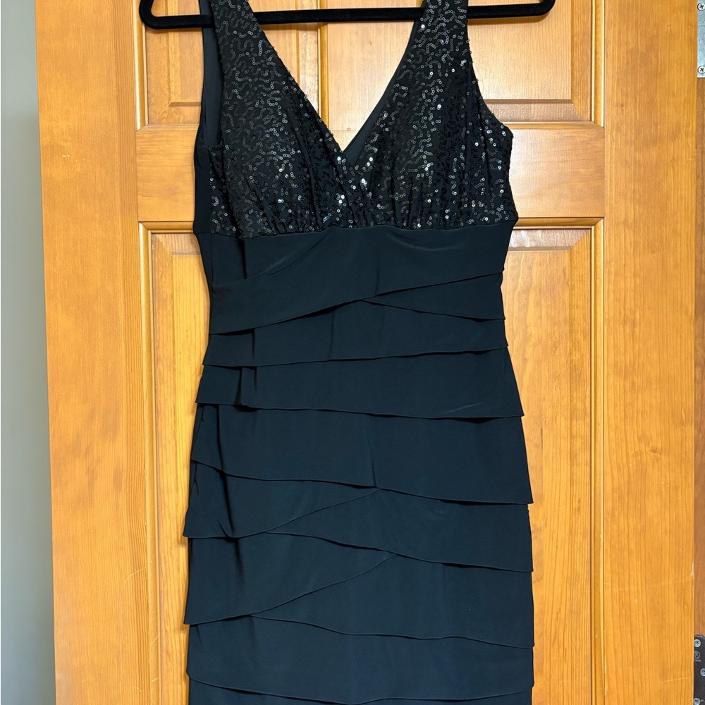 Bisou Bisou Black Sequin Tiered Mini Dress